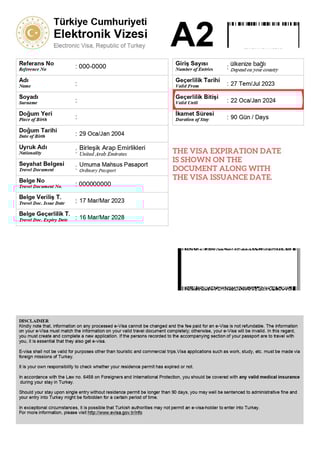 turkey visa validity