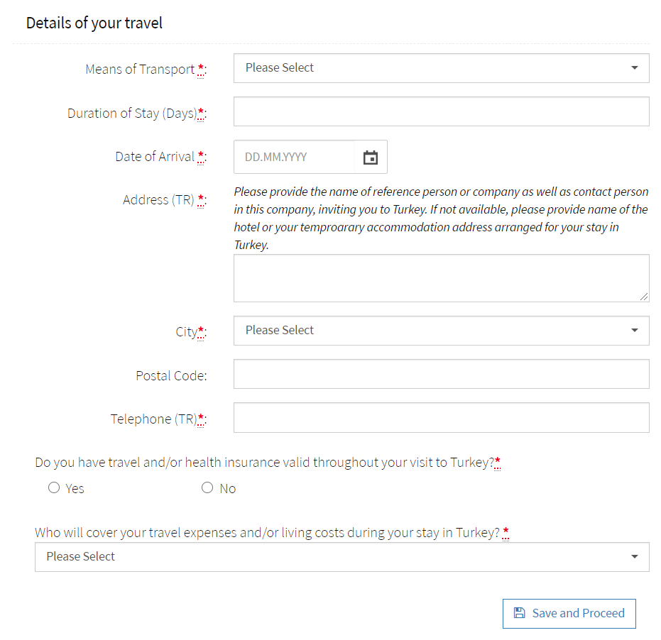 Details of your travel Details of your travel